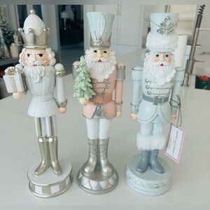 Elegant Nutcracker Figurine Set - Silver, Pink, Blue